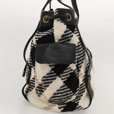 Pre-owned Burberry Nova Check White Wool Tote Bag ()