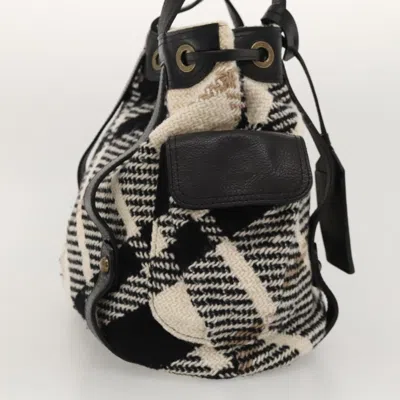 Pre-owned Burberry Nova Check White Wool Tote Bag ()