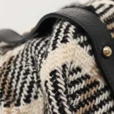 Pre-owned Burberry Nova Check White Wool Tote Bag ()