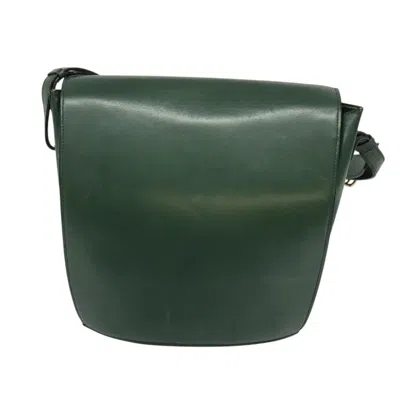 Pre-owned Celine Céline Clasp Green Leather Shoulder Bag ()