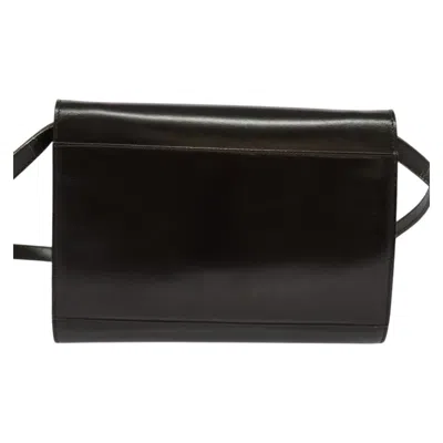 Pre-owned Celine Céline Logo Du Cercle Black Leather Shoulder Bag ()