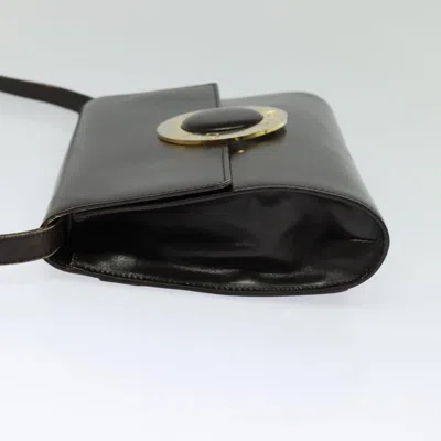 Pre-owned Celine Céline Logo Du Cercle Black Leather Shoulder Bag ()
