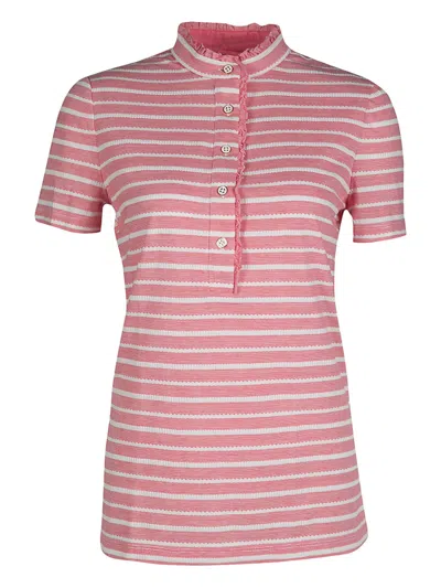 Pre-owned Tory Burch Striped T-shirt In Pink
