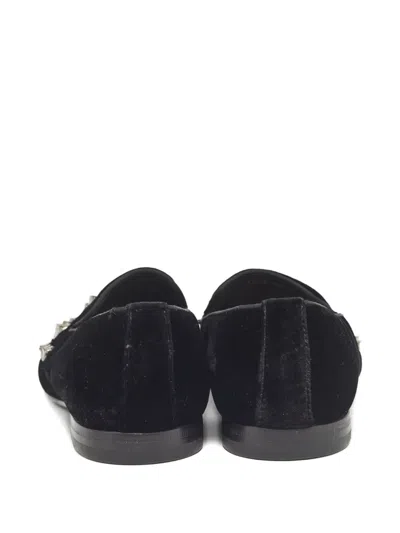 Pre-owned Roberto Cavalli Studded Velvet Loafers In Black
