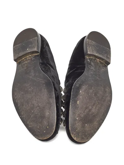 Pre-owned Roberto Cavalli Studded Velvet Loafers In Black