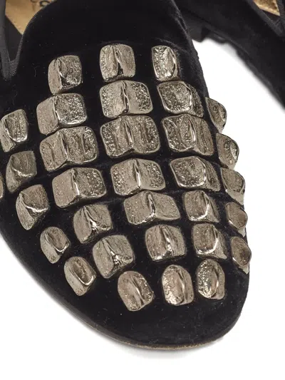 Pre-owned Roberto Cavalli Studded Velvet Loafers In Black