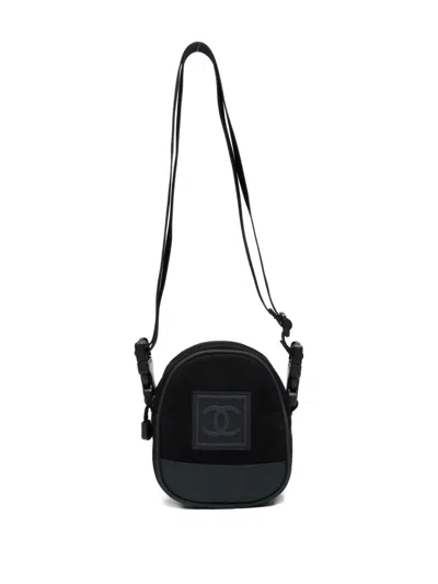 Pre-owned Chanel 2003-2004 Cc-mark Sport Line Shoulder Bag In Black