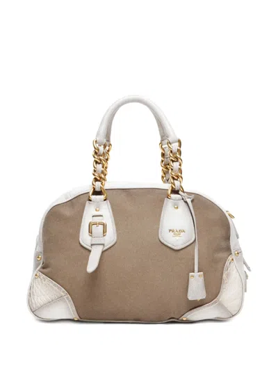 Pre-owned Prada 2000-2010s Logo-jacquard Tote Bag In Brown