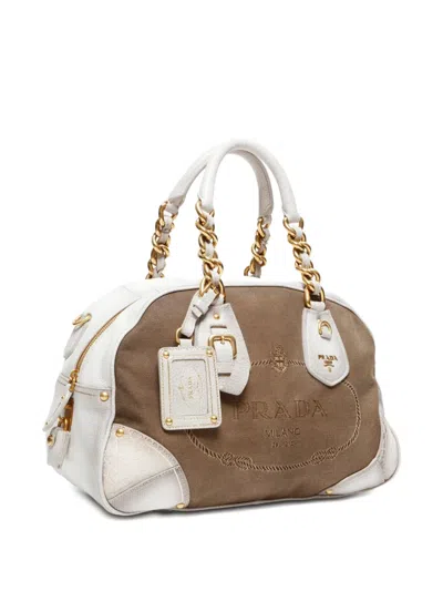 Pre-owned Prada 2000-2010s Logo-jacquard Tote Bag In Brown
