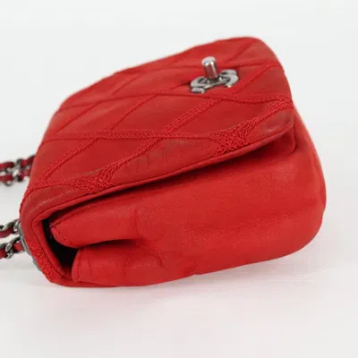 Pre-owned Chanel Flap Bag Red Leather Shoulder Bag ()