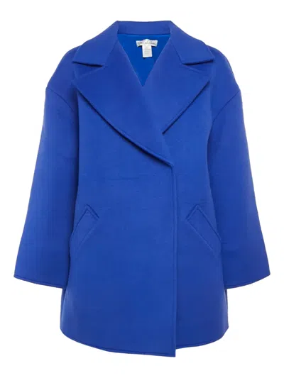 Pre-owned Oscar De La Renta Single-breasted Coat In Blue