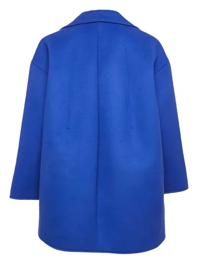 Pre-owned Oscar De La Renta Single-breasted Coat In Blue