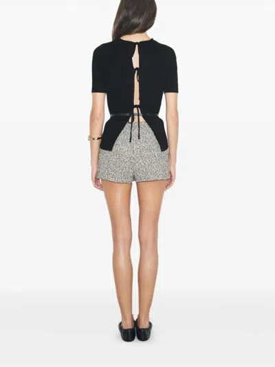 Tory Burch Ribbed Tie-back Pullover In Black