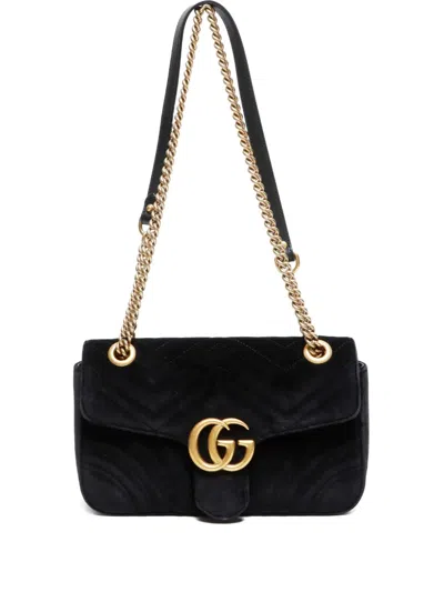 Pre-owned Gucci 2010s Gg Marmont Velvet Shoulder Bag In Black