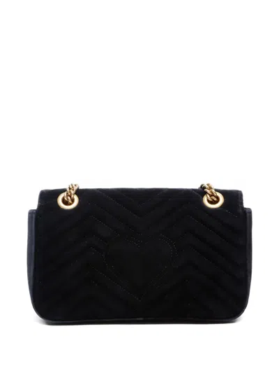 Pre-owned Gucci 2010s Gg Marmont Velvet Shoulder Bag In Black