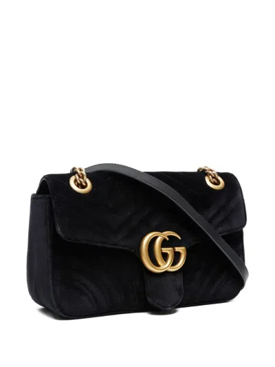 Pre-owned Gucci 2010s Gg Marmont Velvet Shoulder Bag In Black