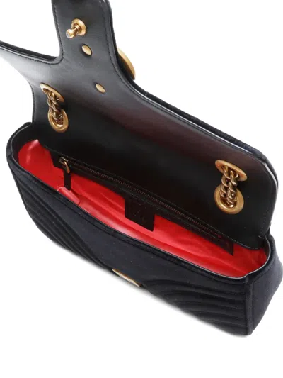 Pre-owned Gucci 2010s Gg Marmont Velvet Shoulder Bag In Black