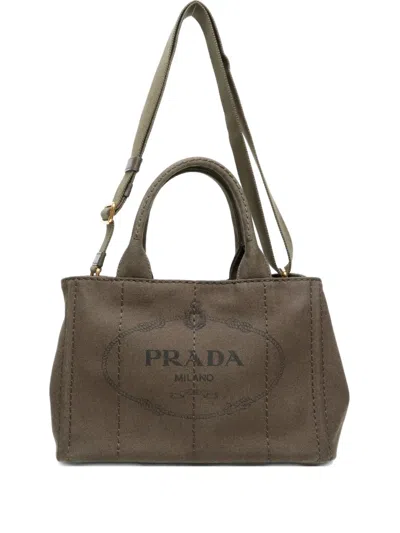 Pre-owned Prada 2010-2020s Canapa Handbag In Green