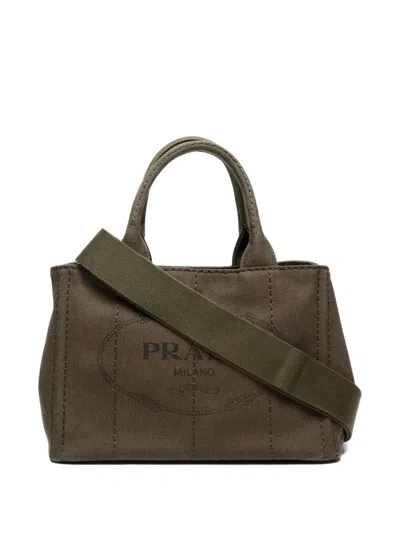 Pre-owned Prada 2010-2020s Canapa Handbag In Green