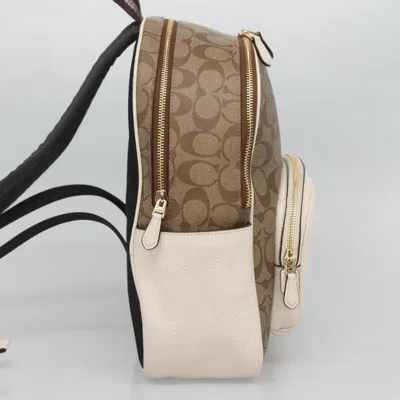 Pre-owned Coach Signature Beige Canvas Backpack Bag ()