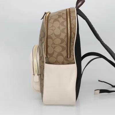 Pre-owned Coach Signature Beige Canvas Backpack Bag ()