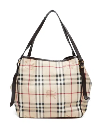 Pre-owned Burberry 1990-2000s Nova Check Leather Handbag In Neutral
