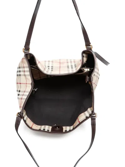 Pre-owned Burberry 1990-2000s Nova Check Leather Handbag In Neutral