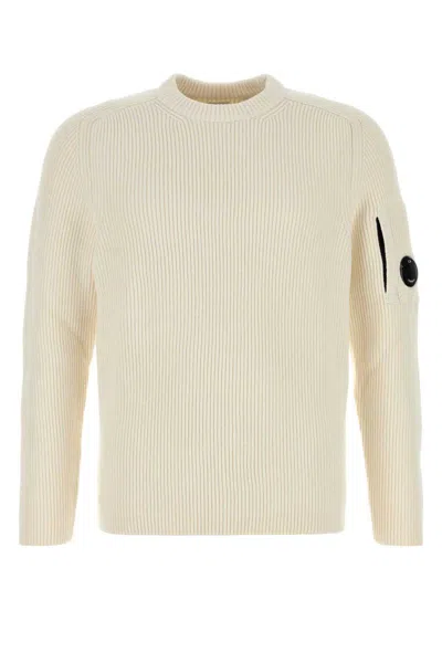 C.p. Company C.p.company White Cotton Blend Sweater In Neutral