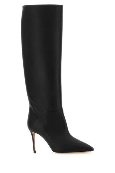 Casadei Leather Knee Length Boots With Stiletto Heel In Black