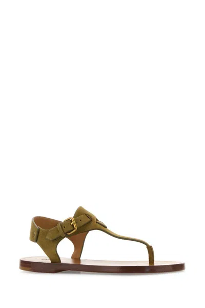 Isabel Marant Akel Leather T-strap Sandals In Green