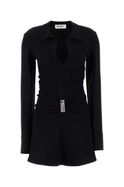 Attico Mini Dress With Deep V-neck In Black