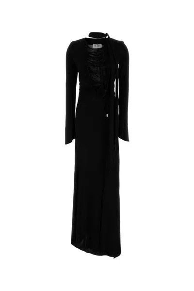 Attico Abito Lungo In Crepe Nero Donna In Black