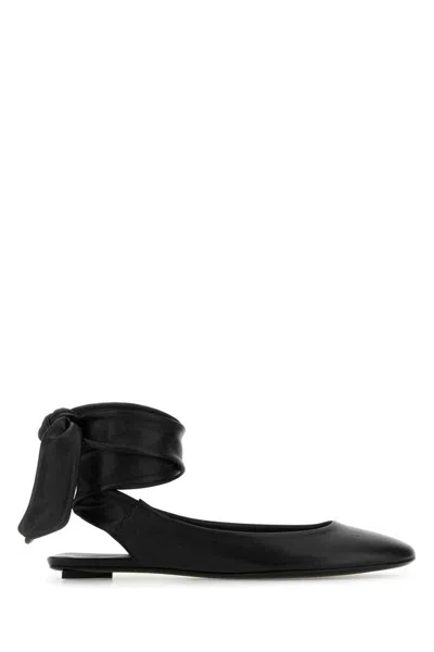 Attico Black Leather Ballet Flats In Multi