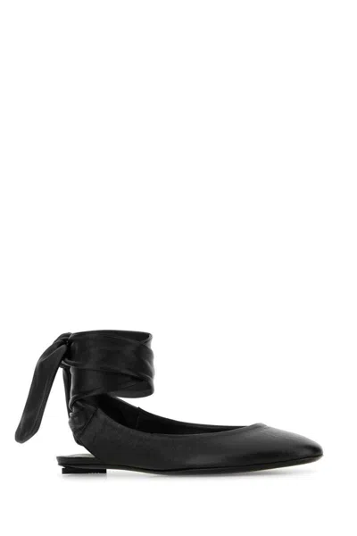 Attico Black Leather Ballet Flats In Multi