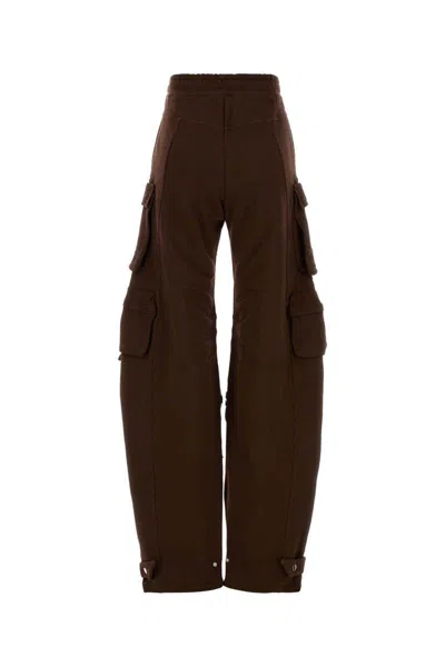 Attico Fern Cotton Fleece Cargo Pants In Brown