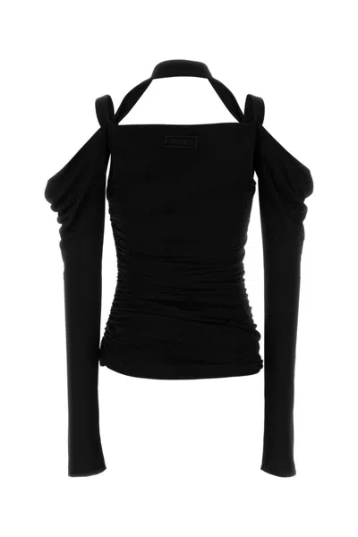 Attico Top In Crepe Nero Donna In Black