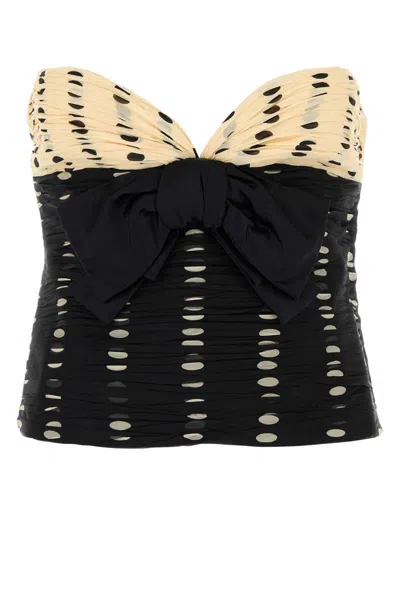 Valentino Garavani Plusdepois Print Chiffon Top In Black