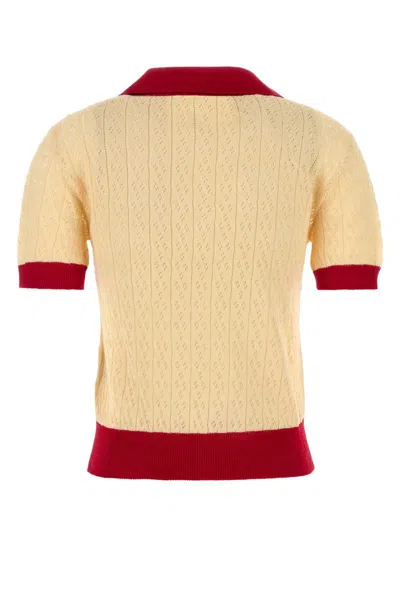 Valentino Garavani Two-tone Linen Blend Polo Shirt In Neutral