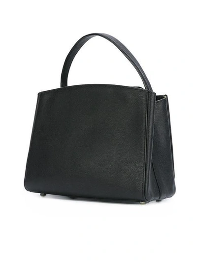 Shop Valextra Flap Closure Tote Bag - Black