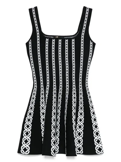 Maje Monogram-jacquard Mini Dress In Black