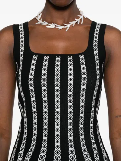 Maje Monogram-jacquard Mini Dress In Black