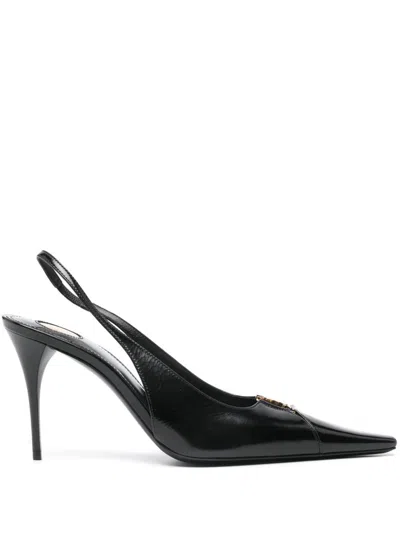 Saint Laurent Babylone Breteuil Open Back Pump In Smooth Leather In Black