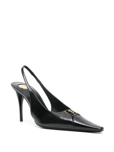 Saint Laurent Babylone Breteuil Open Back Pump In Smooth Leather In Black