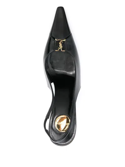 Saint Laurent Babylone Breteuil Open Back Pump In Smooth Leather In Black