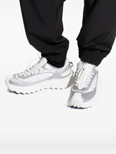 Moncler Two-tone Fabric And Leather Trailgrip Sneakers In Silver
