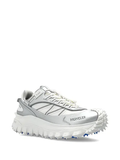 Moncler Two-tone Fabric And Leather Trailgrip Sneakers In Silver