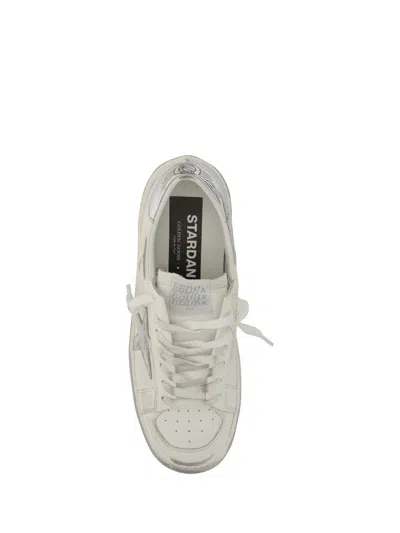 Golden Goose Stardan Sneakers With Silver Metallic Leather Star And Heel Tab In White