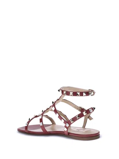 Valentino Rockstud Sandals In Red