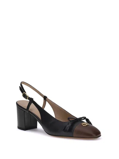 Valentino Valet Du Roi Vlogo Leather Slingback Pumps In Black