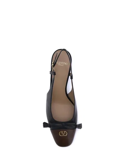 Valentino Valet Du Roi Vlogo Leather Slingback Pumps In Black